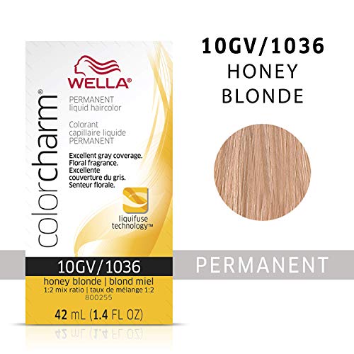 Wella Color Charm Permanent Liquid Hair Color for Gray Coverage Liquid 1036/10GV Honey Blonde