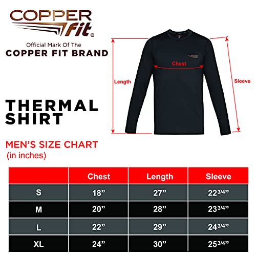 Copper Fit Heated Thermal Mens Shirt, Black, Large