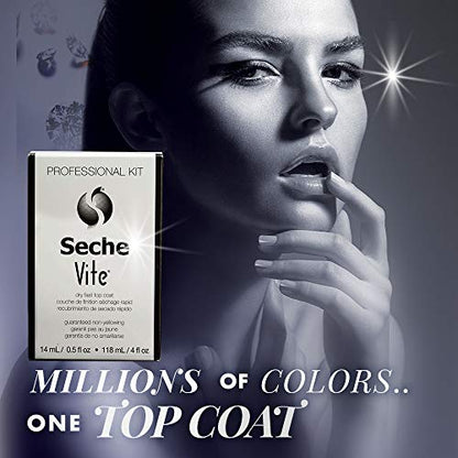 Seche Vite Dry Fast Top Coat Professional Kit, 4 oz Refill & 0.50 oz