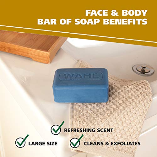 Wahl Exfoliating & Moisturizing Face & Body Soap Bar with a Rich, Soft Lather for Shaving, Showering & Facial Cleansing for Men - Model 805614