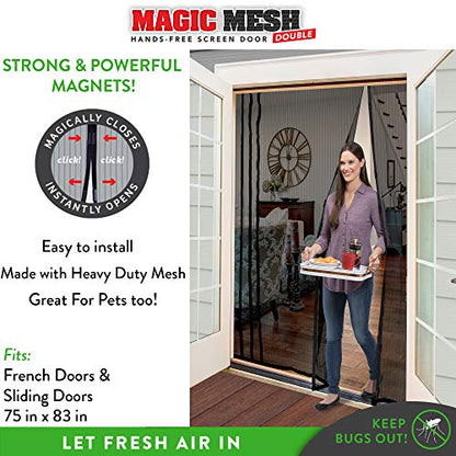 Magic Mesh Magne Double Hands Free Magnetic Screen, Fits French & Sliding Doors 75 in x 83 in