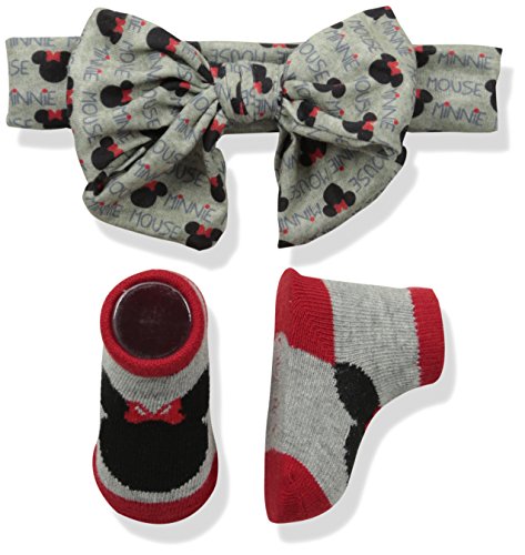 Disney Baby Girls Minnie Mouse Headband Set, Gray Headwrap, One-Size