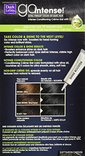 Dark and Lovely  Go Intense Hair Dye for Dark Hair with Olive Oil for Shine and Softness, Original Black