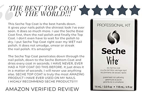 Seche Vite Dry Fast Top Coat Professional Kit, 4 oz Refill & 0.50 oz