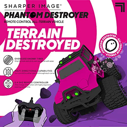 SHARPER IMAGE RC All Terrain Phantom Destroyer Toy Car, Off Road Action Rugged Roll Bar Design, Quick Response 2.4 GHz Wireless Remote Control, Built-in Radio Frequencies for Racing, Great for Kids