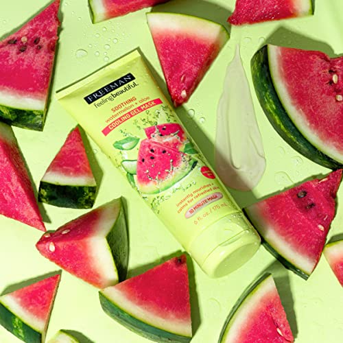 FREEMAN Soothing Watermelon & Aloe Gel Facial Mask, Hydrates, Nourishes, & Soothes Irritated Skin, Cooling, Calming Gel Face Mask, Perfect For Sensitive & Break-Out Prone Skin, 6 fl.oz./ 175 mL Tube