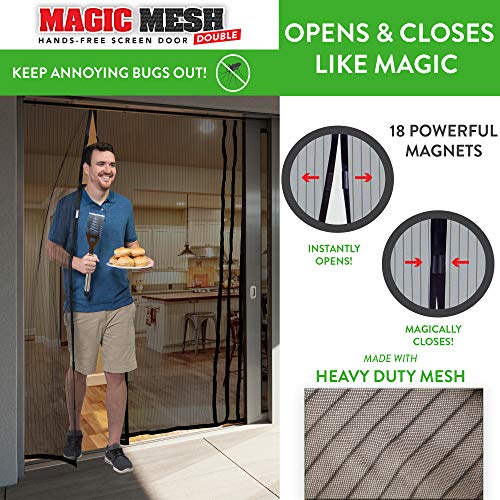 Magic Mesh Magne Double Hands Free Magnetic Screen, Fits French & Sliding Doors 75 in x 83 in