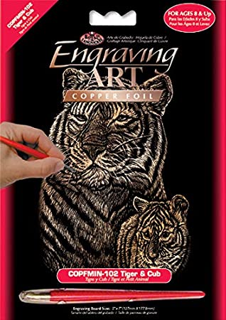 ROYAL BRUSH COPMIN-102 Mini Copper Foil Engraving Art Kit, 5 by 7-Inch, Tiger and Cub