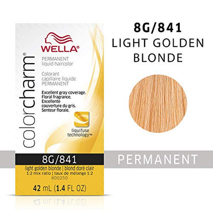 Wella Color Charm Permanent Liquid Hair Color for Gray Coverage Liquid 8G/841 Light Gold Blonde