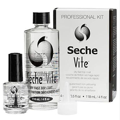 Seche Vite Dry Fast Top Coat Professional Kit, 4 oz Refill & 0.50 oz