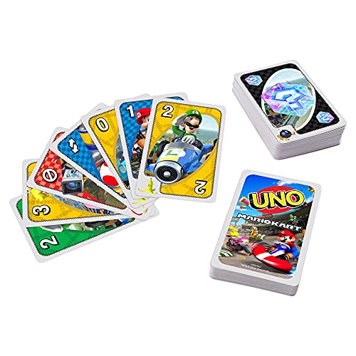 UNO Mario Kart Card Game with 112 Cards & Instructions for Players Ages 7 Years & Older, Gift for Kid, Family and Adult Game Night