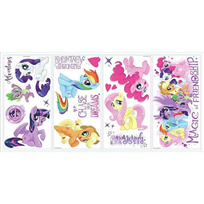 RoomMates RMK3551SCS My Little Pony The Movie Peel & Stick Wall Decals with Glitter, Multicolor, 8"