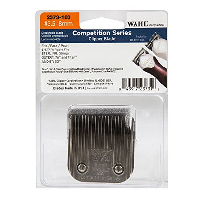 Wahl Professional Competition Series #3.5 8mm Clipper Blade - 2373-100 - Fits 5 Star Rapid Fire, Sterling Stinger, Oster 76 and Titan, and Andis BG Clippers.