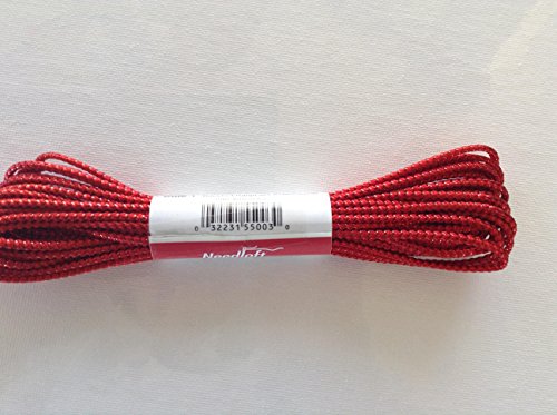 Needloft Craft Cord, 1 skein, Metallic Red, 10 Yards