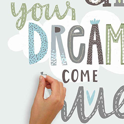 RoomMates RMK4669SCS Dreams Come True Inspirational Quote Peel and Stick Wall Decals