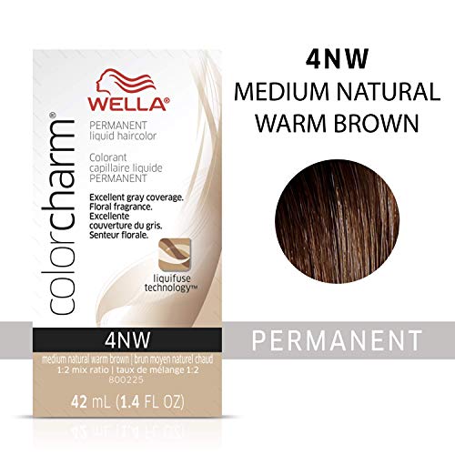 Wella Color Charm Permanent Liquid Hair Color for Gray Coverage 4NW Med Natural Warm Brown