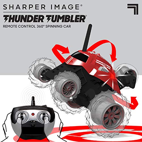 Sharper Image Thunder Tumbler Spinning Stunt Mini Truck RC Car with 5th Wheel, Red