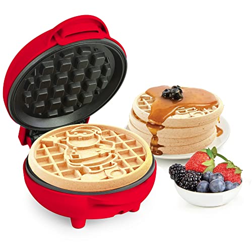 Nostalgia MyMini Limited edition Holiday Christmas personal waffle maker Santa, Snowflake, Reindeer (Santa)