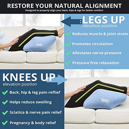 Contour 2-in1 Inflatable Leg & Knee Relief Support Cushion - Wedge Pillow Gently Elevates Legs to Relax Muscles & Comfort Swelling