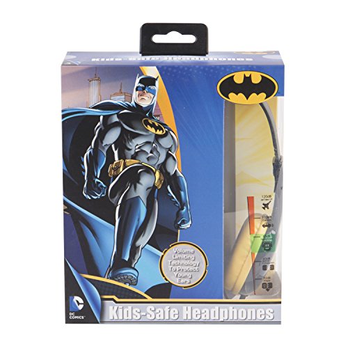 Batman Kids Safe Over The Ear Headphones HP2-03082 | Kids Headphones, Volume Limiter for Developing Ears, 3.5MM Stereo Jack, Recommended for Ages 3-9, by Sakar