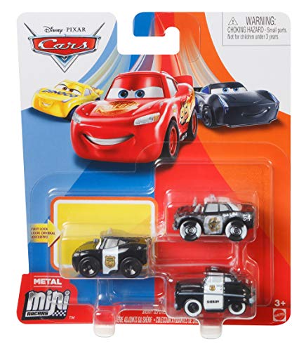 Disney Cars Mini Racers Sheriff Deputies Series 3-Pack Officer Lightning McQueen, APB, and Sheriff