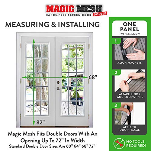 Magic Mesh Magne Double Hands Free Magnetic Screen, Fits French & Sliding Doors 75 in x 83 in