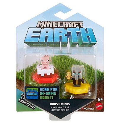 MINECRAFT Earth BOOST MINI FIGURES 2-PACK NFC-Chip Toys, Earth Augmented Reality Mobile Game, Based on Minecraft Video Game, Great for Playing, Trading, and Collecting, Adventure Toy