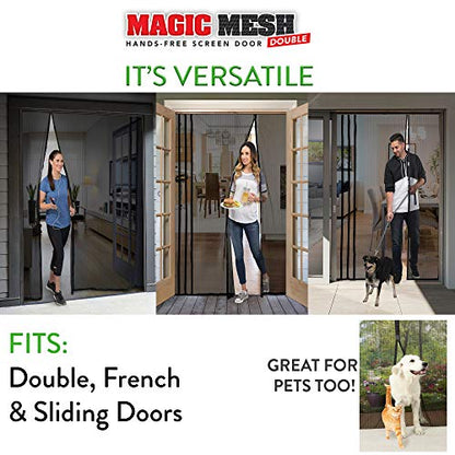 Magic Mesh Magne Double Hands Free Magnetic Screen, Fits French & Sliding Doors 75 in x 83 in