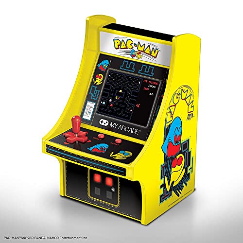 My Arcade Micro Player Mini Arcade Machine: Pac-Man Video Game, Fully Playable, 6.75 Inch Collectible, Color Display, Speaker, Volume Buttons, Headphone Jack, Battery or Micro USB Powered