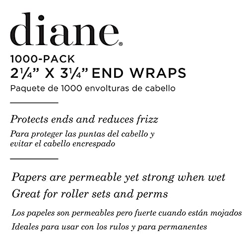 Diane End Wraps for Styling Hair in Salon or at Home 2.25” x 3.25”, White, 1000 Count