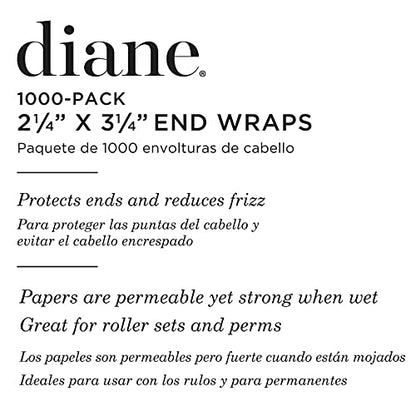 Diane End Wraps for Styling Hair in Salon or at Home 2.25” x 3.25”, White, 1000 Count