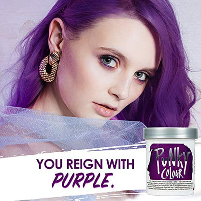 Punky Purple Semi Permanent Conditioning Hair Color, Non-Damaging Hair Dye, Vegan, PPD and Paraben Free, Transforms to Vibrant Hair Color, Easy To Use and Apply Hair Tint, lasts up to 35 washes, 3.5oz