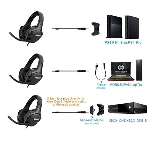 GLOLINK Black Stingers Gaming Headset for PC Xbox One PS4 Wii U Game Headphone With Microphone