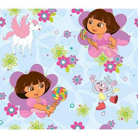 Springs Creative Creative Cuts Dora Dancing with Rainbow N' Horse, 43/44, 2-Yard Bolt, Light Blue