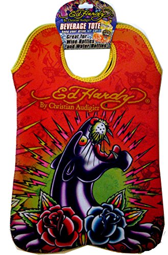 Ed Hardy Designs By Christian Audigier Neoprene 2 Bottle Wine Beverage Tote (Tattoo Black Panther)