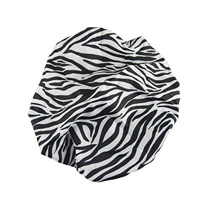 Reusable Shower Cap & Bath Cap & Lined, Oversized Waterproof Shower Caps Large Designed for All Hair Lengths with PEVA Lining & Elastic Band Stretch Hem Hair Hat - Fashionista Sassy Stripes