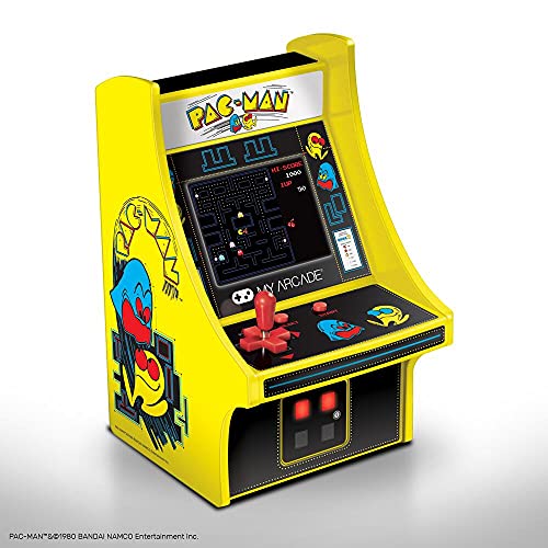 My Arcade Micro Player Mini Arcade Machine: Pac-Man Video Game, Fully Playable, 6.75 Inch Collectible, Color Display, Speaker, Volume Buttons, Headphone Jack, Battery or Micro USB Powered