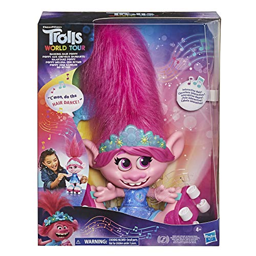 Trolls DreamWorks World Tour Dancing Hair Poppy Interactive Talking Singing Doll with Moving Hair, Toy for Girls and Boys 4 Years and Up