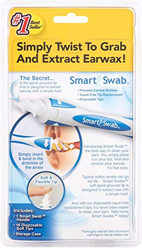 SMART SWAB Spiral Ear Cleaner Safe Ear Wax Removal Kit 16 Pcs with Soft Safe Spiral for Adults with Storage Case