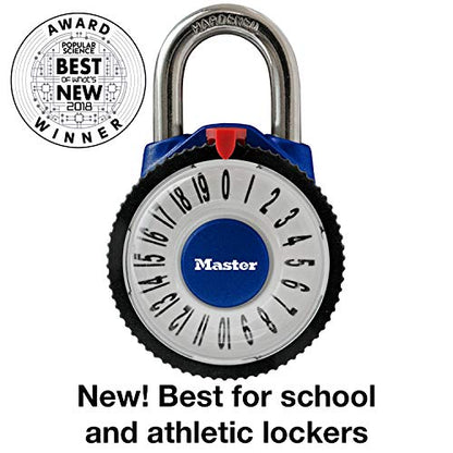 Master Lock 1588D Locker Lock Combination Padlock with Magnification Lens, 1 Pack, Assorted Colors