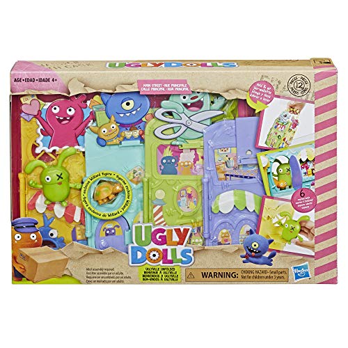 Hasbro Uglydolls Uglyville Unfolded Main Street Playset & Portable Tote, 3 Figures & Accessories