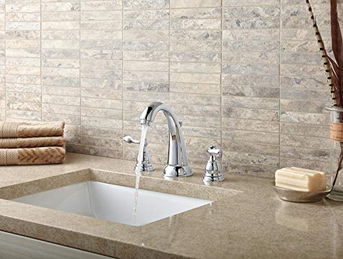 Delta Faucet Windemere Widespread Bathroom Faucet Brushed Nickel, Bathroom Faucet 3 Hole, Bathroom Sink Faucet, Metal Drain Assembly, Stainless B3596LF-SS