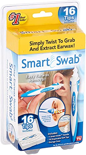 SMART SWAB Spiral Ear Cleaner Safe Ear Wax Removal Kit 16 Pcs with Soft Safe Spiral for Adults with Storage Case