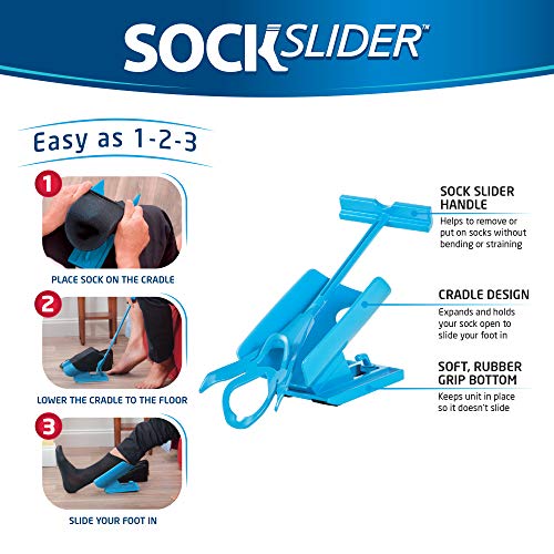 Allstar Innovations - Sock Slider - The Easy on, Easy off Sock Aid Kit & Shoe Horn | Pain Free No Bending, Stretching or Straining System that Packs up for Convenient Travel, As Seen on TV