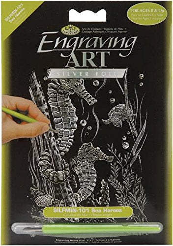 ROYAL BRUSH SILMIN-101 Mini Silver Foil Engraving Art Kit, 5 by 7-Inch, Sea Horses