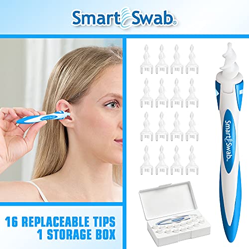 SMART SWAB Spiral Ear Cleaner Safe Ear Wax Removal Kit 16 Pcs with Soft Safe Spiral for Adults with Storage Case