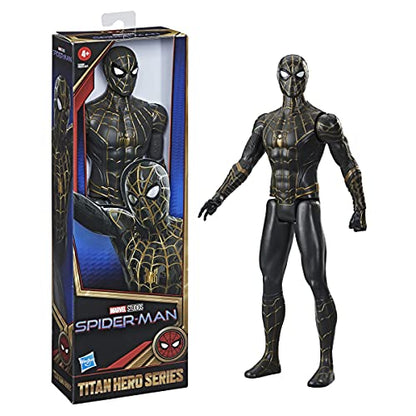 Spider-Man Marvel Titan Hero Series 12-Inch Black and Gold Suit Action Figure Toy, Inspired Movie, for Kids Ages 4 and Up