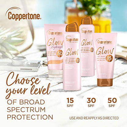 Coppertone Glow Shimmering Sunscreen Spray SPF 30 ounces, pink, 5 Ounce