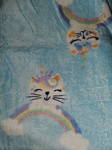 Warm and Snuggly Rainbow Kitty Throw Blanket Caticorn 50x60in