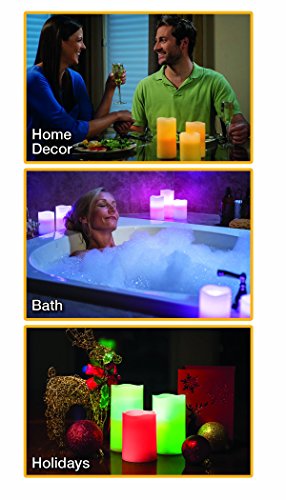 Glow Candles – Flameless Color-Changing Candles, 3 Battery-operated LED Pillar Candles with Remote (Real Wax)